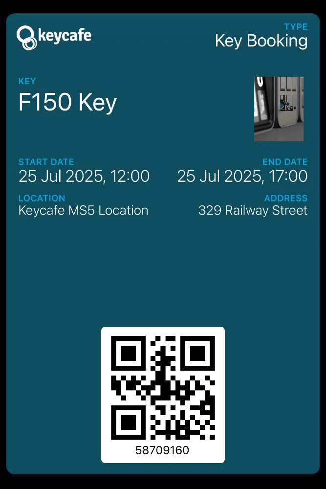 Capture d'écran d'une réservation Keycafe dans Apple Wallet